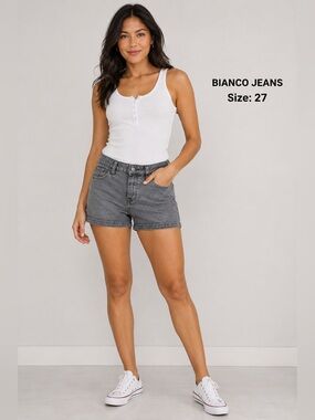 Bianco Jeans Gray Stretch Denim Shorts Women’s Size 27 Casual Mid Rise